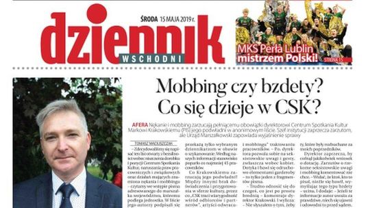 Pierwsza strona Dziennika Wschodniego z 15.05.2019