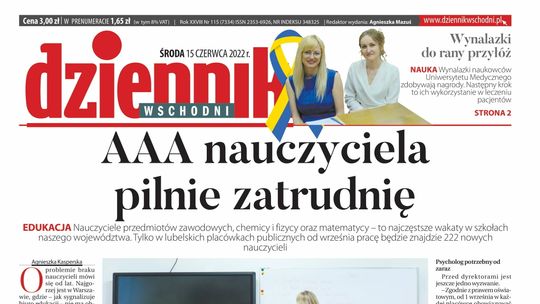 Pierwsza strona Dziennika Wschodniego z 15 czerwca 2022 roku