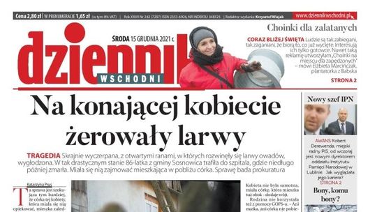 Pierwsza strona Dziennika Wschodniego z 15 grudnia 2021 r.