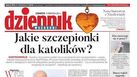 Pierwsza strona Dziennika Wschodniego z 15 kwietnia 2021 r.