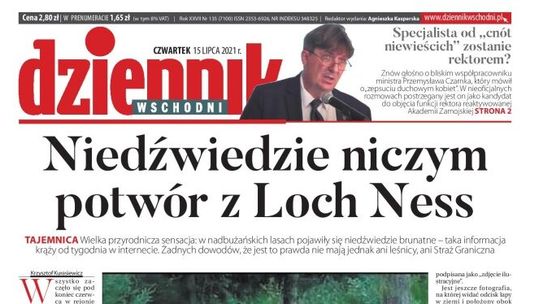 Pierwsza strona Dziennika Wschodniego z 15 lipca 2021 r.