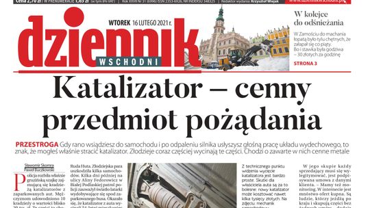 Pierwsza strona Dziennika Wschodniego z 15 lutego 2021 r. 