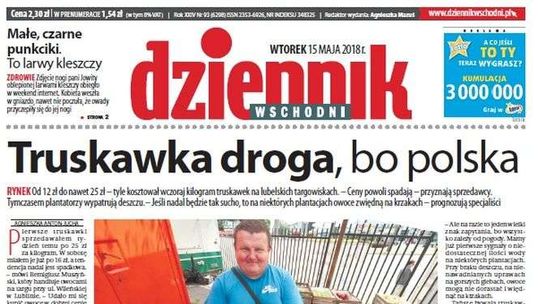 Pierwsza strona Dziennika Wschodniego z 15 maja 2018 roku