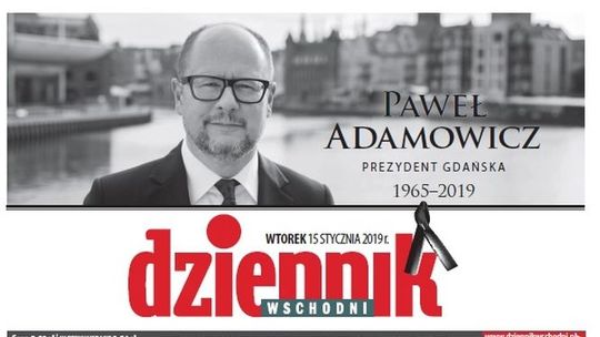 Pierwsza strona Dziennika Wschodniego z 15 stycznia 2019 roku