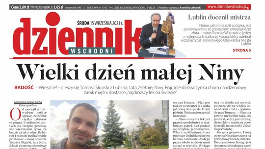 Pierwsza strona Dziennika Wschodniego z 15 września 2021 roku