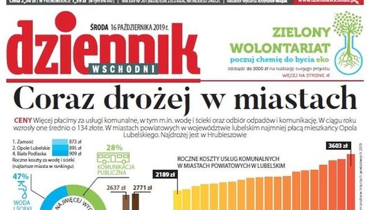 Pierwsza strona Dziennika Wschodniego z 16.10.2019