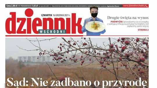  Pierwsza strona Dziennika Wschodniego z 16 grudnia 2021 r. 