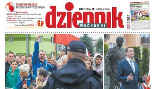 Pierwsza strona Dziennika Wschodniego z 16 lipca 2018