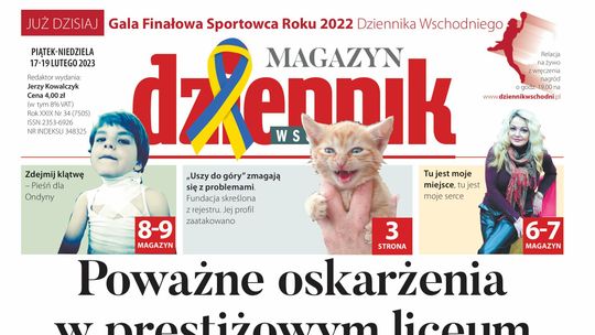 Pierwsza strona Dziennika Wschodniego z 17 lutego 2023 r. 