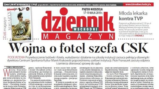 Pierwsza strona Dziennika Wschodniego z 17 maja 2019 roku