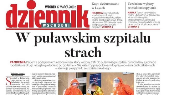 Pierwsza strona Dziennika Wschodniego z 17 marca 2020 r.