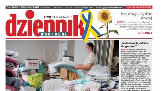Pierwsza strona Dziennika Wschodniego z 17 marca 2022 r.