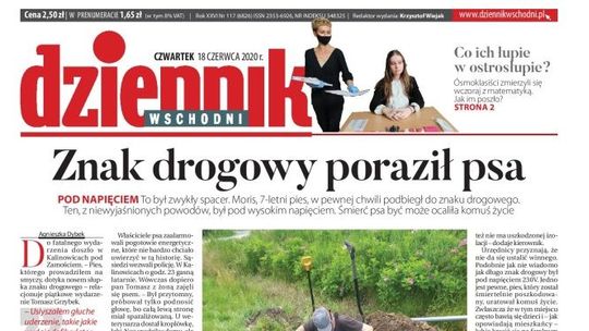 Pierwsza strona Dziennika Wschodniego z 18 czerwca 2020 r.