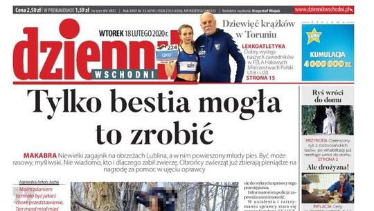 Pierwsza strona Dziennika Wschodniego z 18 lutego 2020 r.