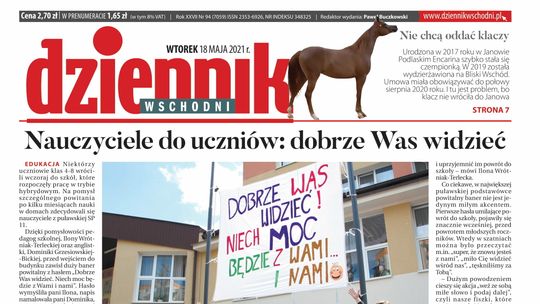 Pierwsza strona Dziennika Wschodniego z 18 maja 2021 roku