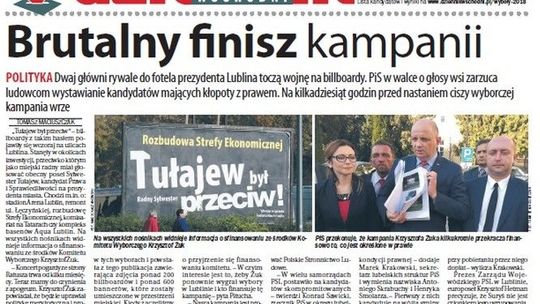 Pierwsza strona Dziennika Wschodniego z 18 października 2018 roku