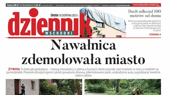 Pierwsza strona Dziennika Wschodniego z 18 sierpnia 2021 roku