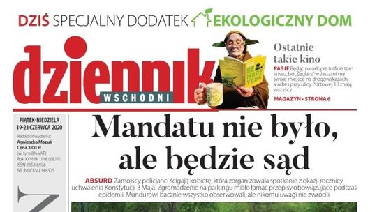 Pierwsza strona Dziennika Wschodniego z 19 czerwca 2020 r.