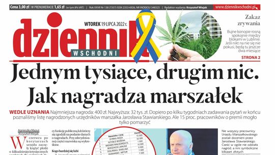  Pierwsza strona Dziennika Wschodniego z 19 lipca 2022 roku 