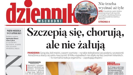 Pierwsza strona Dziennika Wschodniego z 19 lutego 2021 r.