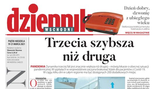Pierwsza strona Dziennika Wschodniego z 19 lutego 2021 r.