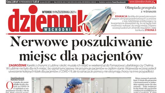 Pierwsza strona Dziennika Wschodniego z 19 października 2021 r.
