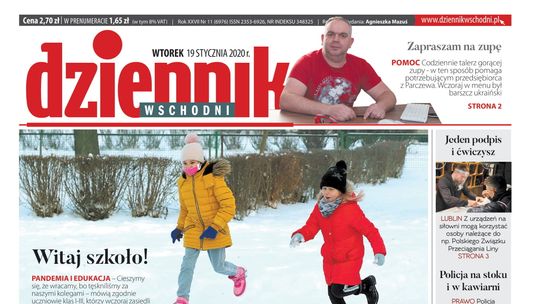  Pierwsza strona Dziennika Wschodniego z 19 stycznia 2021 r. 