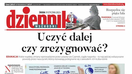 Pierwsza strona Dziennika Wschodniego z 19 stycznia 2022 roku