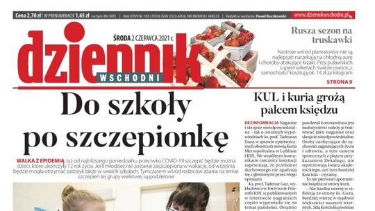 Pierwsza strona Dziennika Wschodniego z 2 czerwca 2021 r.