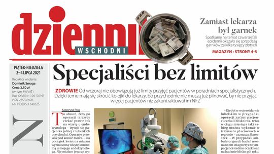 Pierwsza strona Dziennika Wschodniego z 2 lipca 2021 roku