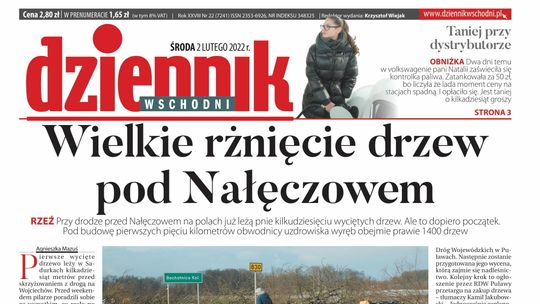 Pierwsza strona Dziennika Wschodniego z 2 lutego 2022 roku