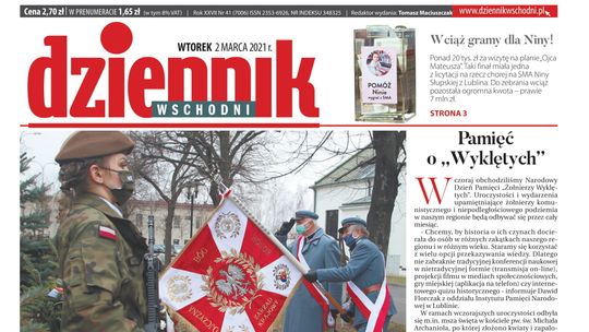 Pierwsza strona Dziennika Wschodniego z 2 marca 2021 r.