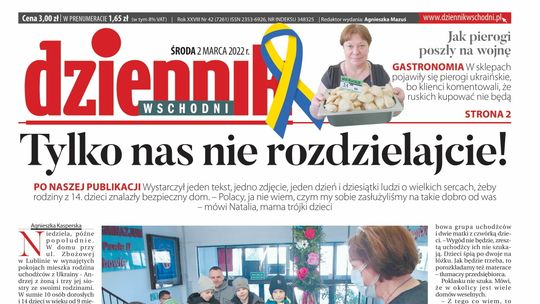 Pierwsza strona Dziennika Wschodniego z 2 marca 2022 roku