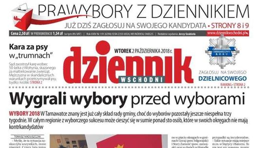 Pierwsza strona Dziennika Wschodniego z 2 października 2018 r.