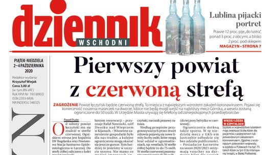  Pierwsza strona Dziennika Wschodniego z 2 października 2020 r. 