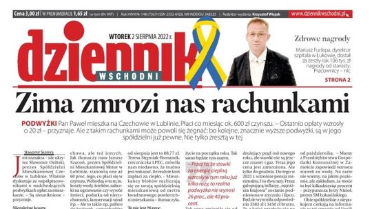 Pierwsza strona Dziennika Wschodniego z 2 sierpnia 2022 r.