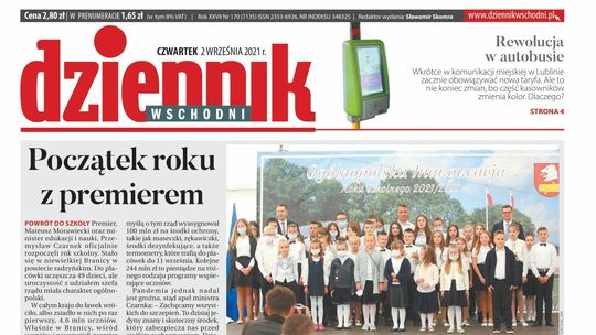 Pierwsza strona Dziennika Wschodniego z 2 września 2021 roku