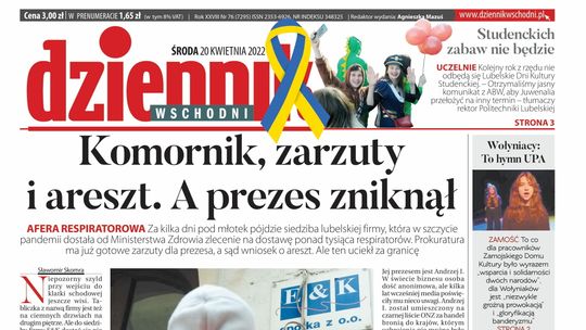Pierwsza strona Dziennika Wschodniego z 20 kwietnia 2022 roku