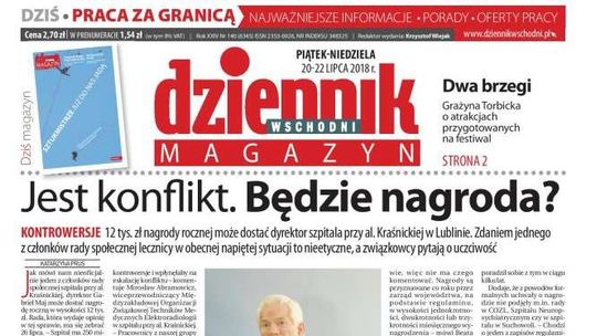 Pierwsza strona Dziennika Wschodniego z 20 lipca 2018 r.