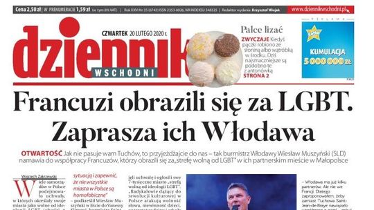 Pierwsza strona Dziennika Wschodniego z 20 lutego 2020 r.