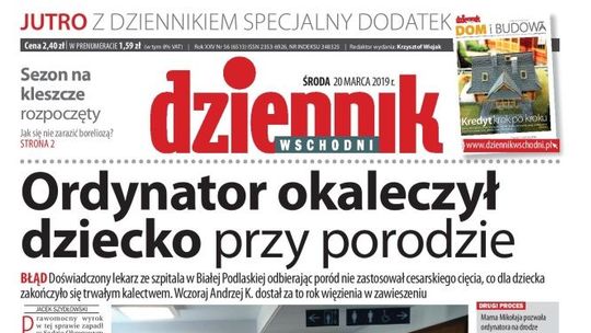 Pierwsza strona Dziennika Wschodniego z 20 marca 2019 r.