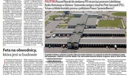 Pierwsza strona Dziennika Wschodniego z 20 października 2015 roku