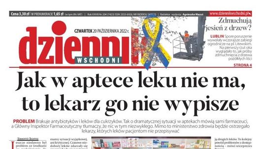 Pierwsza strona Dziennika Wschodniego z 20 października 2022 r.