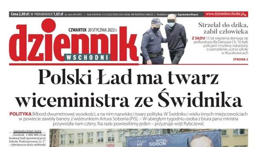 Pierwsza strona Dziennika Wschodniego z 20 stycznia 2022 r.