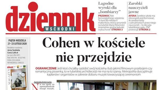 Pierwsza strona Dziennika Wschodniego z 21.02.2020