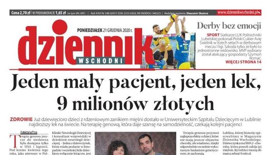 Pierwsza strona Dziennika Wschodniego z 21 grudnia 2020 r.