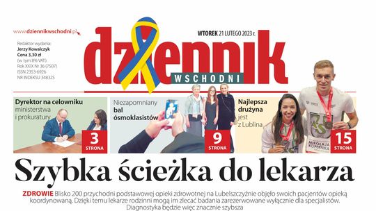 Pierwsza strona Dziennika Wschodniego z 21 lutego 2023 r. 