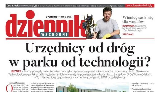 Pierwsza strona Dziennika Wschodniego z 21 maja 2020 r.