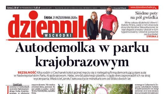  Pierwsza strona Dziennika Wschodniego z 21 października 2020 r. 