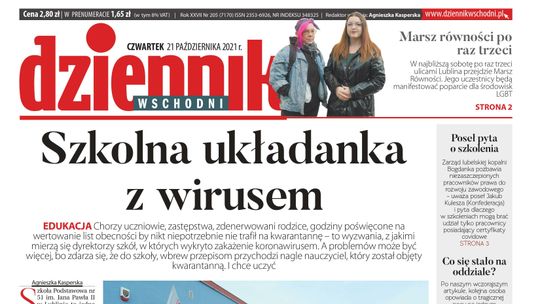 Pierwsza strona Dziennika Wschodniego z 21 października 2021 r. 